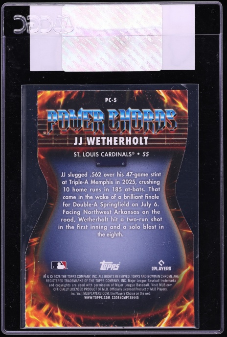2026 Bowman Chrome Power Chords Die-Cut JJ Wetherholt #PC-5 CGC AUTH