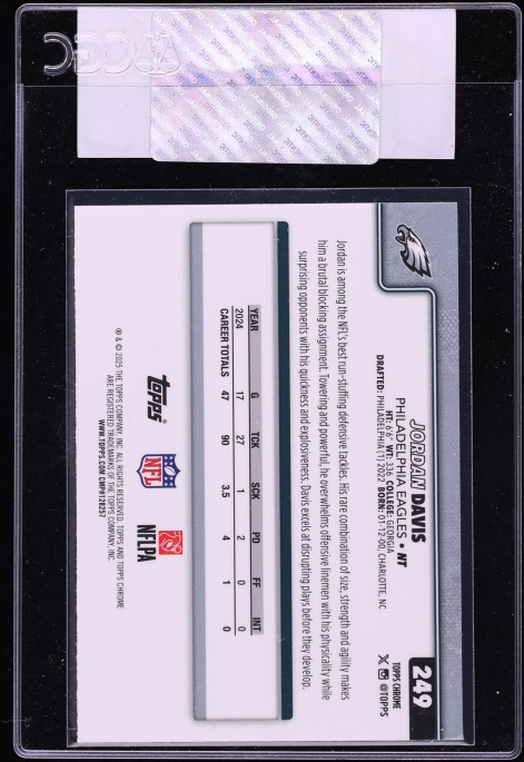 2025 Topps Chrome Prism Refractor Jordan Davis #249 CGC AUTH