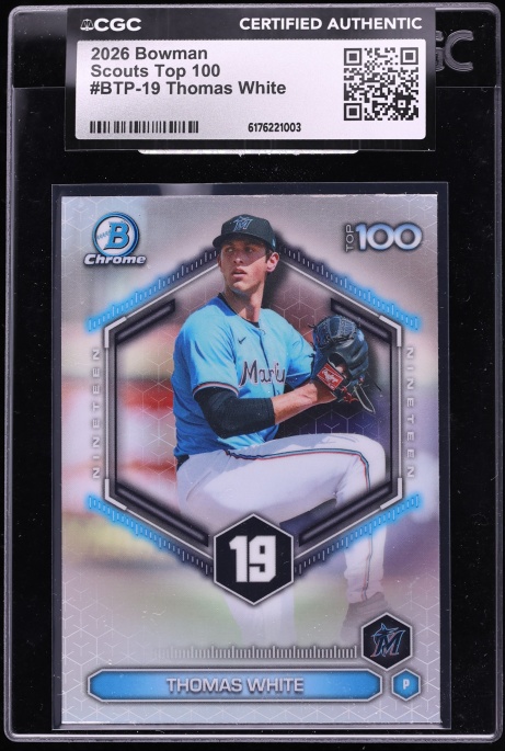 2026 Bowman Chrome Scouts Top 100 Thomas White PROSPECT #BTP-19 CGC AUTH
