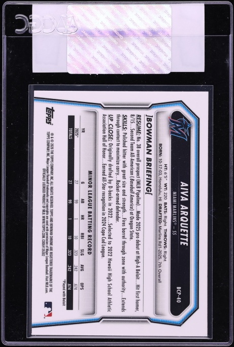 2026 Bowman Chrome Aiva Arquette PROSPECT #BCP-40 CGC AUTH
