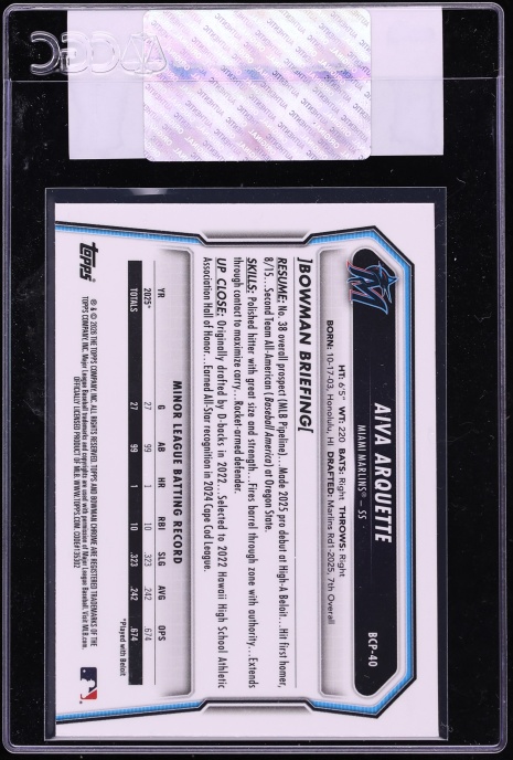 2026 Bowman Chrome Aiva Arquette PROSPECT #BCP-40 CGC AUTH