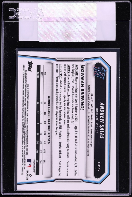 2026 Bowman Chrome Andrew Salas PROSPECT #BCP-55 CGC AUTH
