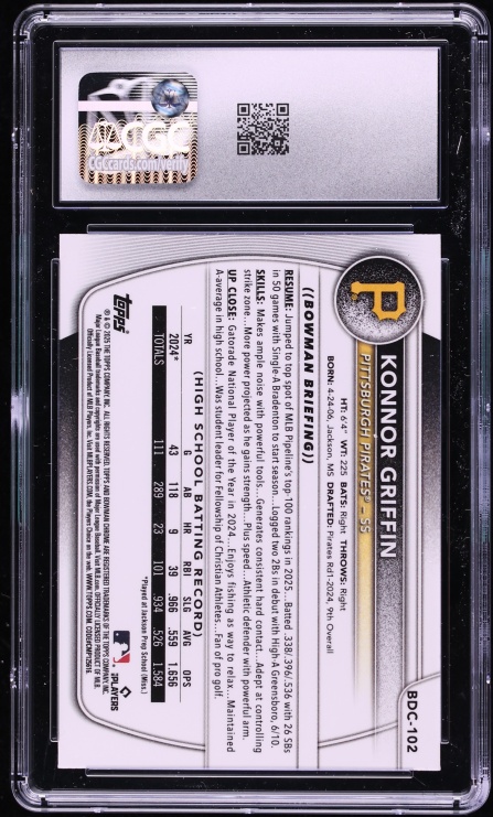2025 Bowman Chrome Draft Mega Box Konnor Griffin PROSPECT #BDC-102 CGC 9 MINT