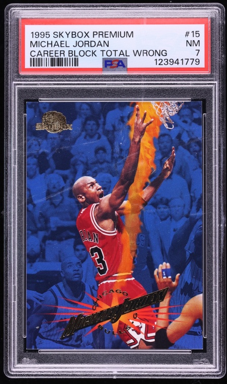 1995 Skybox Premium Career Block Total Wrong Michael Jordan #15 PSA 7 NRMT