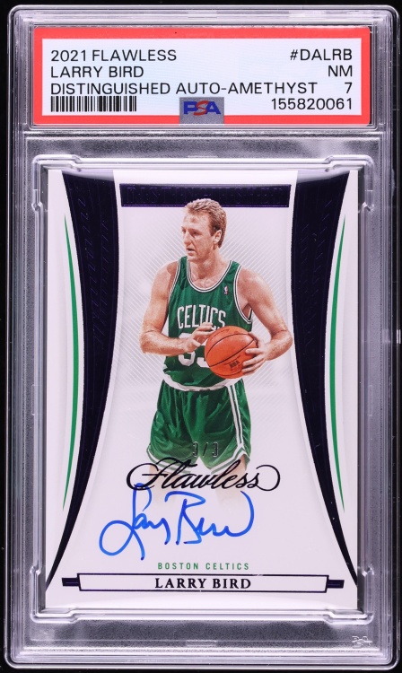 2021 Panini Flawless Distinguished Amethyst Larry Bird AUTO 3/3 #DA-LRB PSA 7 NRMT