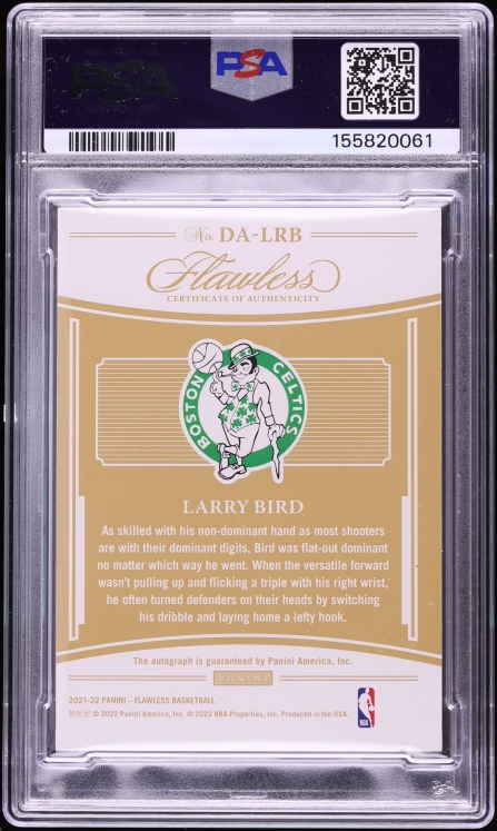 2021 Panini Flawless Distinguished Amethyst Larry Bird AUTO 3/3 #DA-LRB PSA 7 NRMT