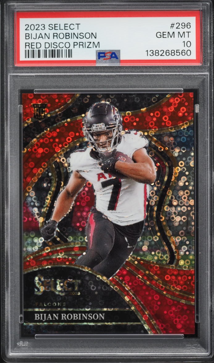 2023 Select Club Level Red Disco Prizm Bijan Robinson ROOKIE /49 #296 PSA 10 GEM MINT