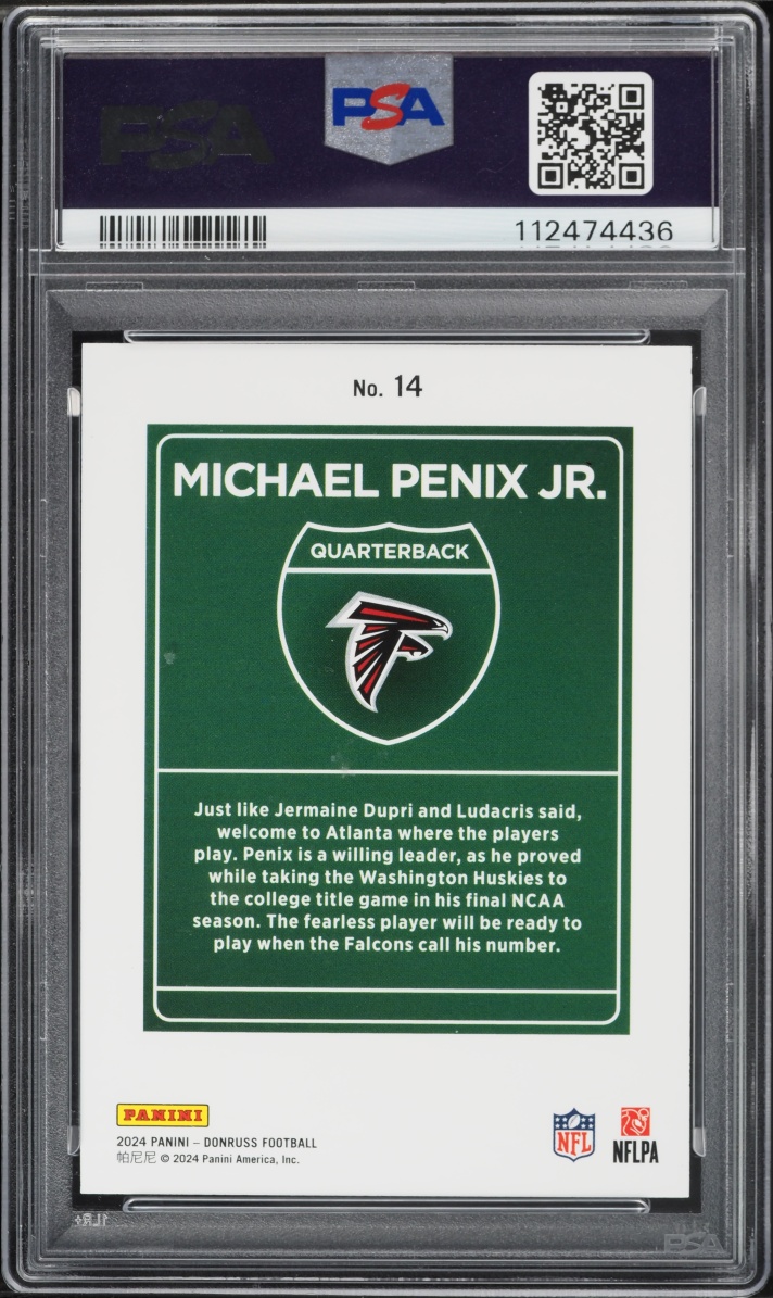 2024 Donruss Downtown Michael Penix Jr. ROOKIE #14 PSA 9 MINT
