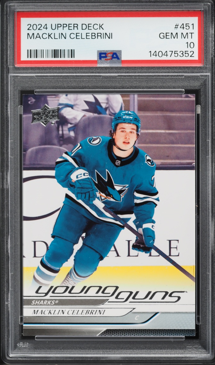 2024 Upper Deck Young Guns Macklin Celebrini ROOKIE #451 PSA 10 GEM MINT