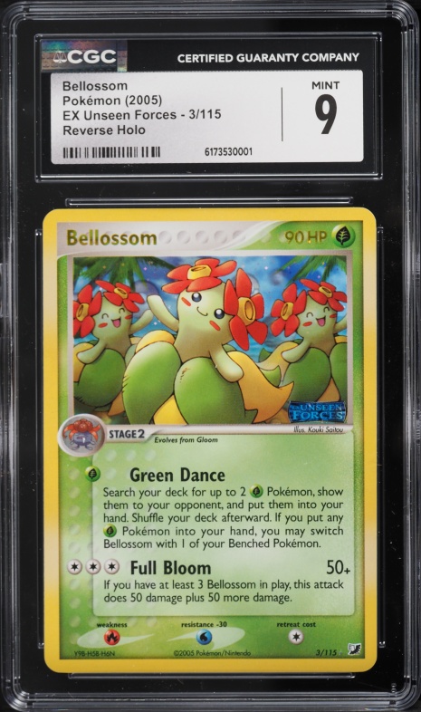 2005 Pokemon EX Unseen Forces Reverse Holo Bellossom #3 CGC 9 MINT