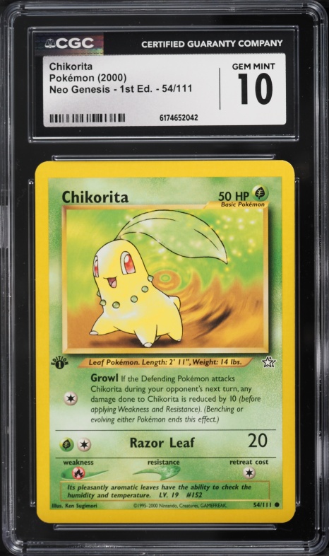 2000 Pokemon Neo Genesis 1st Edition Chikorita #54 CGC 10 GEM MINT