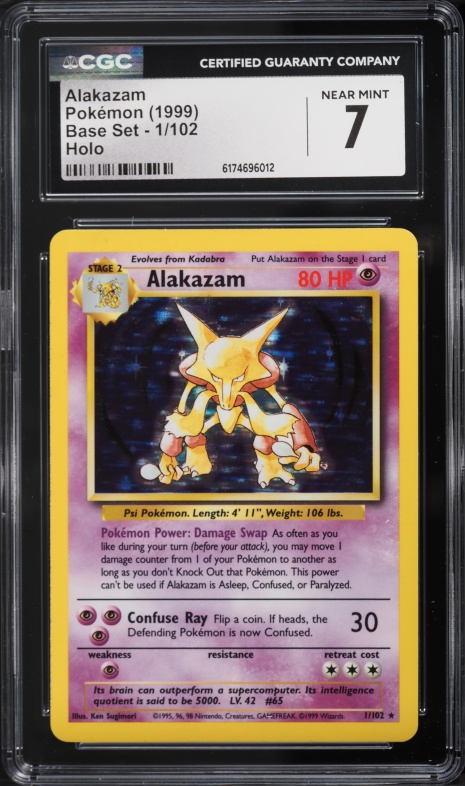 1999 Pokemon Base Set Shadowless Holo Alakazam #1 CGC 9.5 MINT+ on