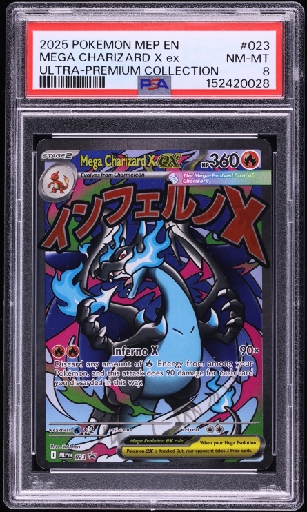 2025 Pokemon Mega Evolution Promo Ultra Premium Full Art Mega Charizard X ex #23 PSA 8 NM-MT