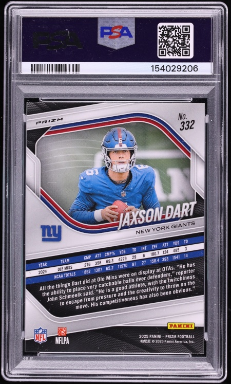 2025 Panini Prizm White Disco Jaxson Dart ROOKIE #332 PSA 10 GEM MINT