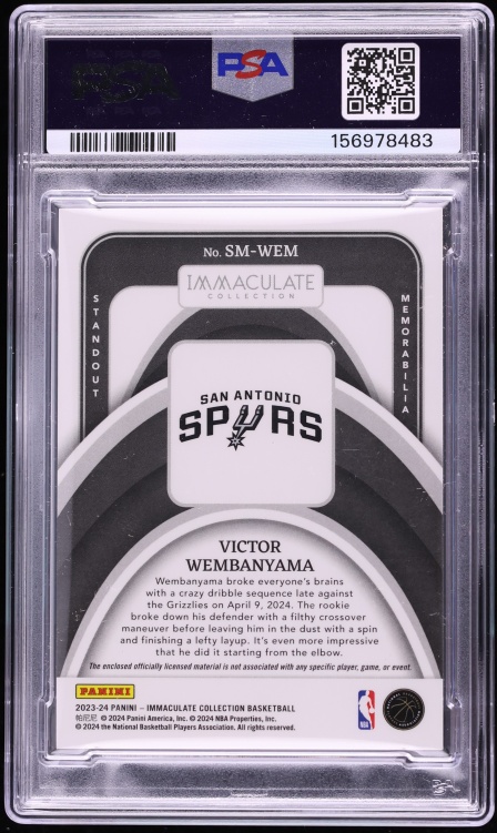 2023 Immaculate Collection Standout Gold Victor Wembanyama ROOKIE PATCH /10 #SM-WEM PSA 6 EXMT