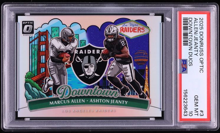 2025 Donruss Optic Downtown Duos Marcus Allen Ashton Jeanty ROOKIE #3 PSA 10 GEM MINT