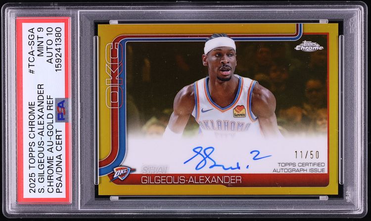 2025 Topps Chrome Gold Refractor Shai Gilgeous-Alexander AUTO DNA 10 /50 #TCA-SGA PSA 9 MINT