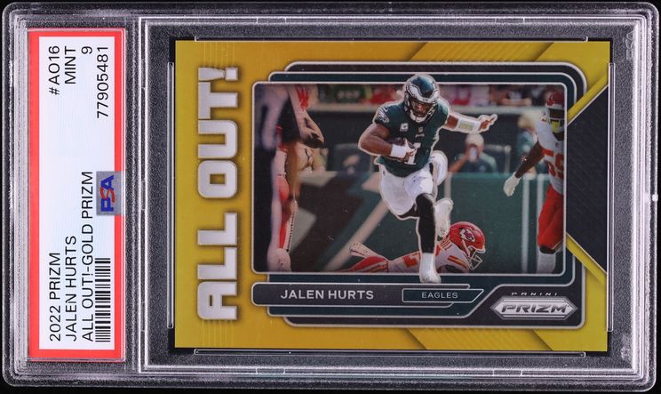 2022 Panini Prizm All Out Gold Jalen Hurts /10 #AO16 PSA 9 MINT