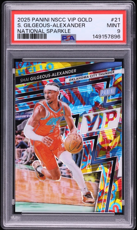 2025 Panini National Sports Coll Convention VIP Gold Sparkle Shai Gilgeous-Alexander /45 PSA 9