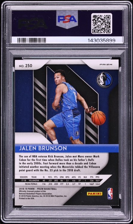 2018 Panini Prizm Silver Jalen Brunson ROOKIE #250 PSA 9 MINT