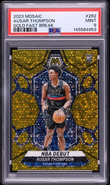 2023 Panini Mosaic Gold Fast Break Ausar Thompson ROOKIE /10 #262 PSA 9 MINT