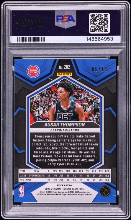 2023 Panini Mosaic Gold Fast Break Ausar Thompson ROOKIE /10 #262 PSA 9 MINT