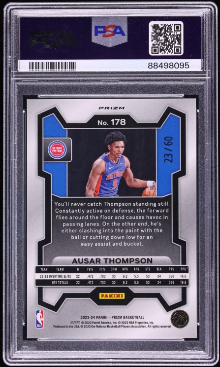 2023 Panini Prizm Orange Wave Ausar Thompson ROOKIE /60 #178 PSA 10 GEM MINT