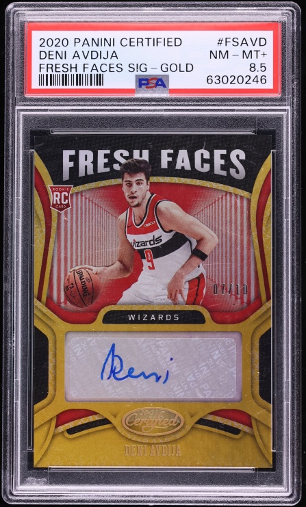 2020 Panini Certified Fresh Faces Signatures Gold Deni Avdija ROOKIE AUTO /10 #FSAVD PSA 8.5