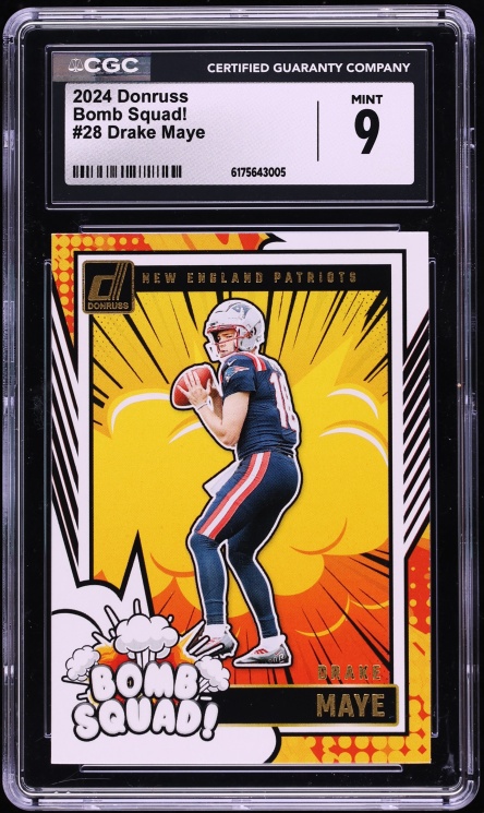 2024 Donruss Bomb Squad! Drake Maye ROOKIE #28 CGC 9 MINT