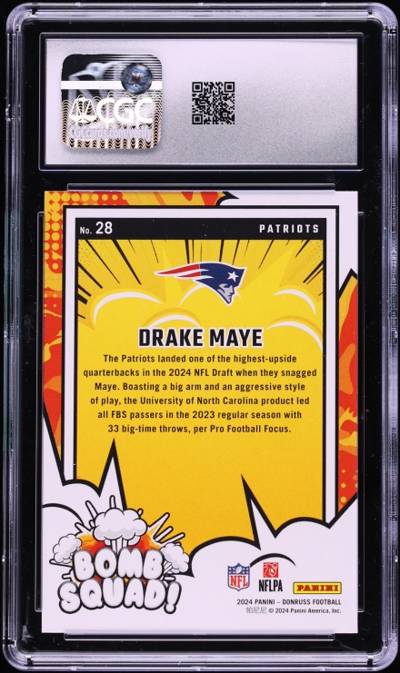 2024 Donruss Bomb Squad! Drake Maye ROOKIE #28 CGC 9 MINT