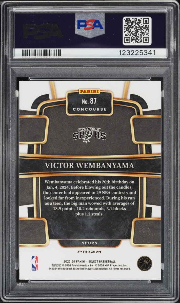 2023 Select Concourse Blue Cracked Ice Prizm Victor Wembanyama ROOKIE #87 PSA 9 MINT