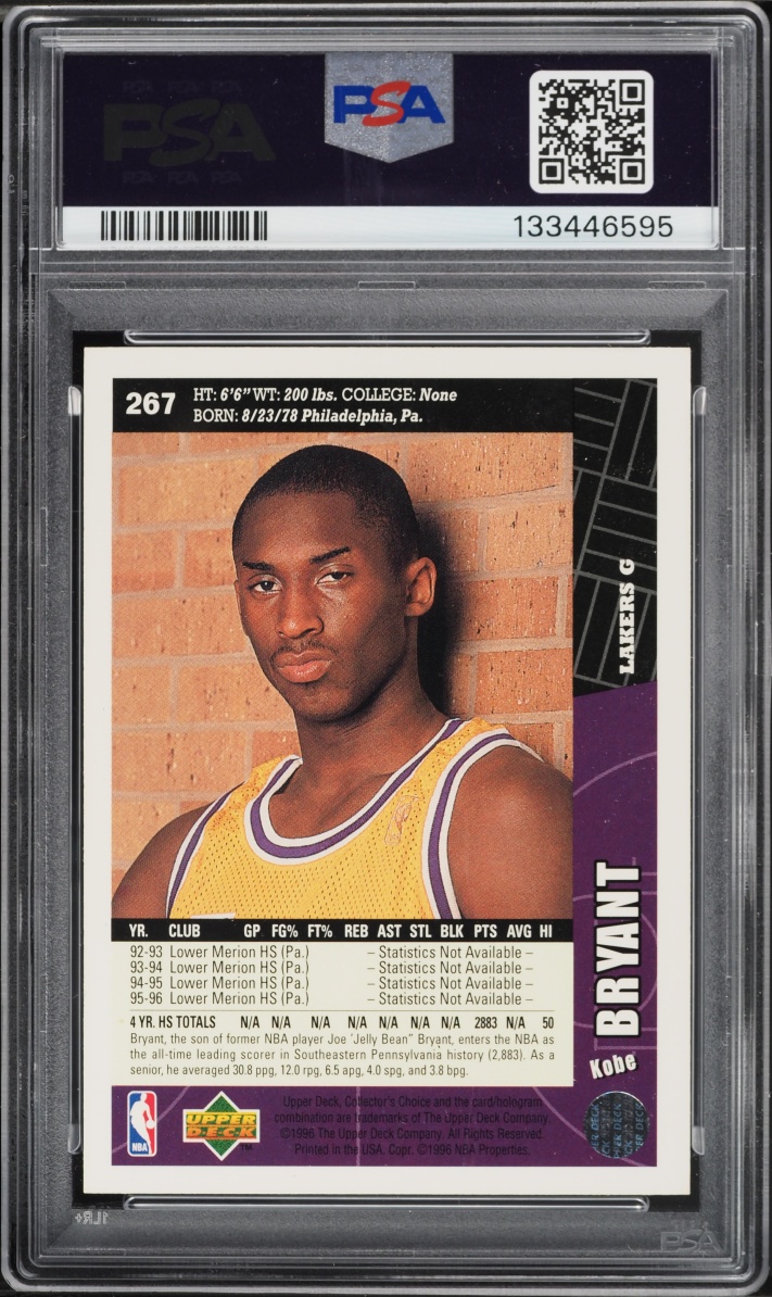 1996 Collector's Choice Basketball Kobe Bryant ROOKIE #267 PSA 7 NRMT