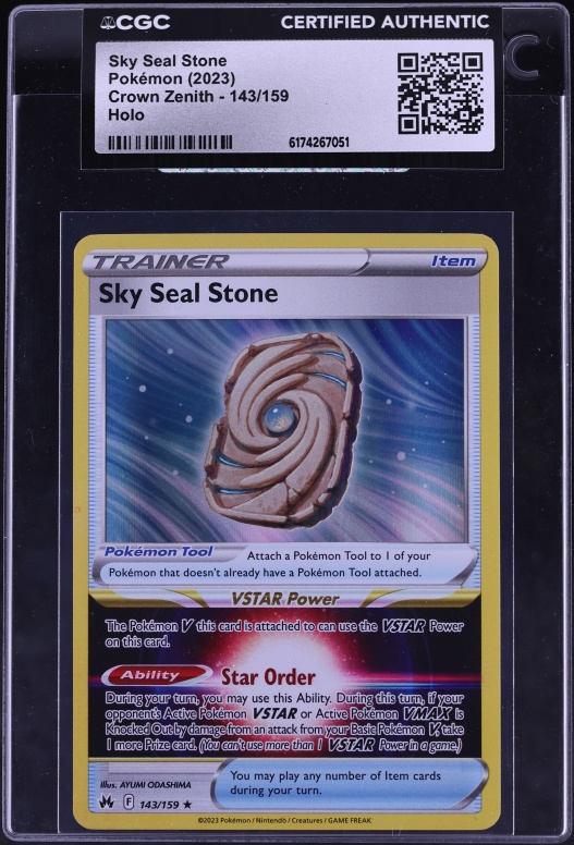 2023 Pokemon Crown Zenith Holo Sky Seal Stone #143 CGC AUTH