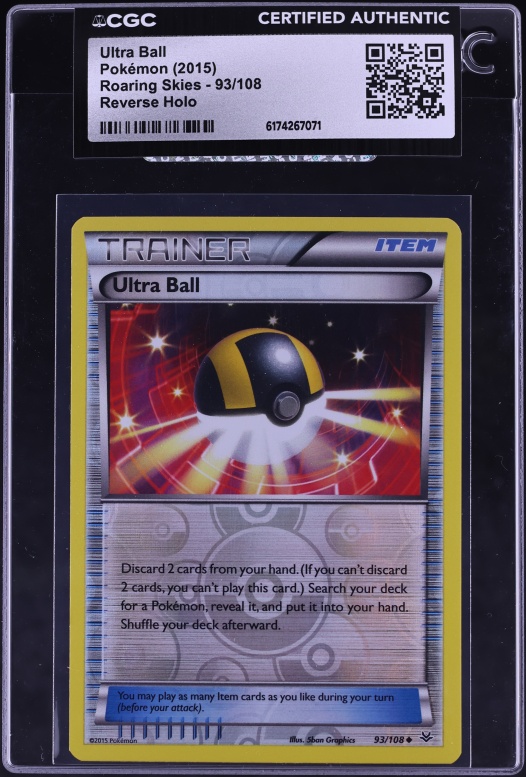 2015 Pokemon Roaring Skies Reverse Holo Ultra Ball #93 CGC AUTH