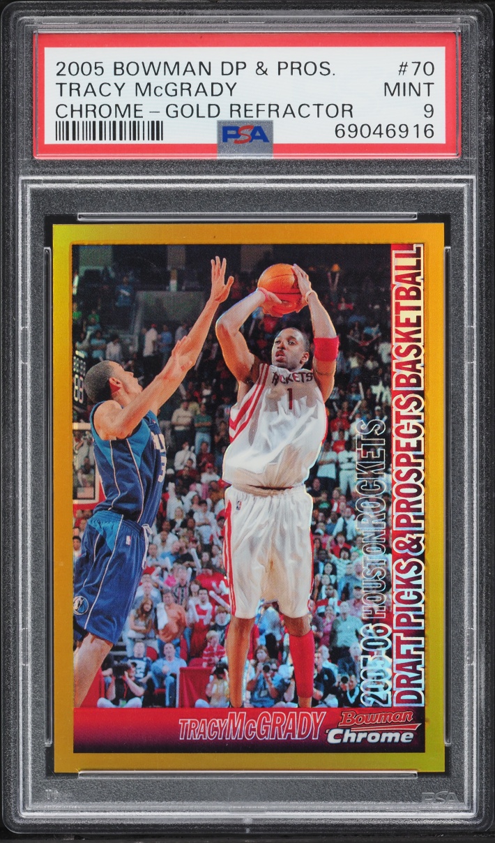 2005 Bowman Chrome Draft Picks & Prospects Gold Ref Tracy McGrady /50 #70 PSA 9 MINT