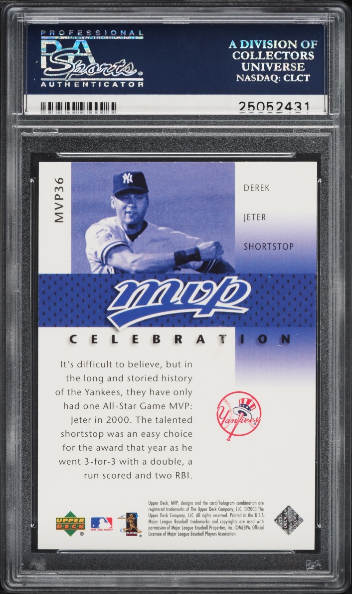 2003 Upper Deck MVP Celebration Derek Jeter /2000 #MVP36 PSA 10 GEM MINT