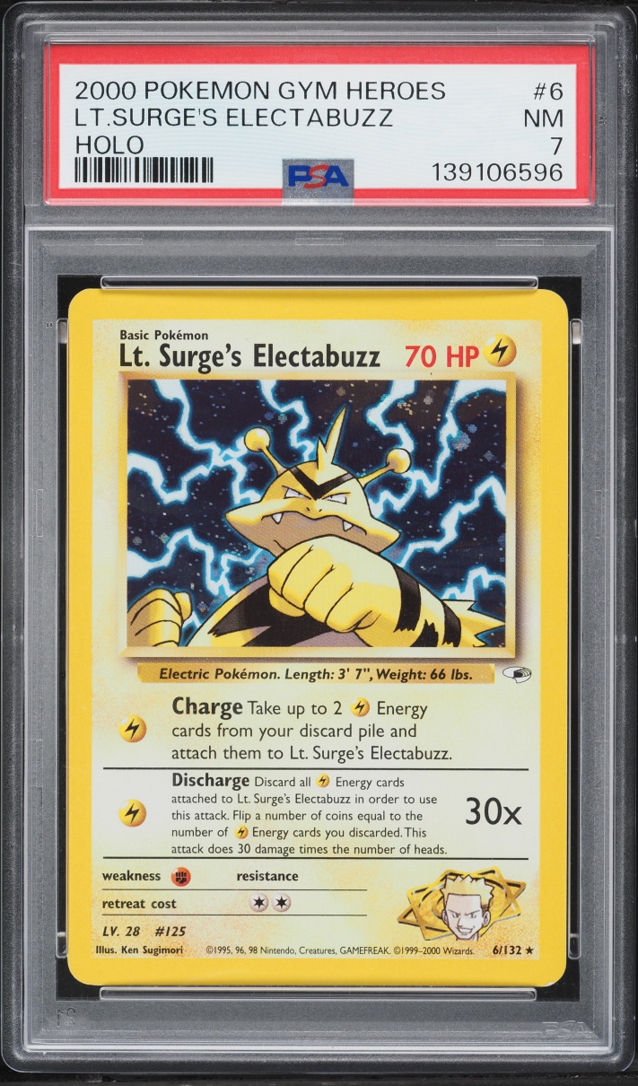 2000 Pokemon Gym Heroes Holo Lt. Surge's Electabuzz #6 PSA 7 NRMT