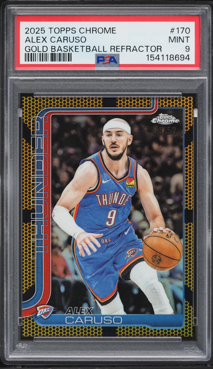 2025 Topps Chrome Gold Basketball Refractor Alex Caruso /50 #170 PSA 9 MINT