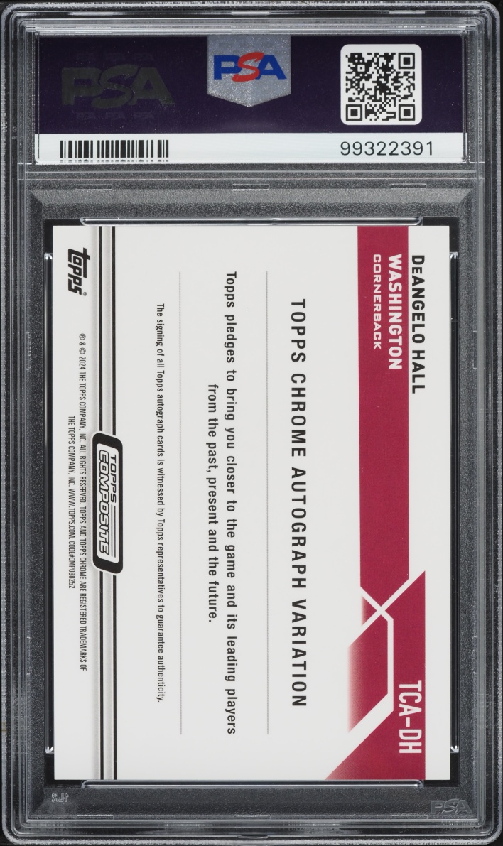 2023 Topps Chrome Composite Super Deangelo Hall AUTO 1/1 #TCADH PSA 10 GEM MINT