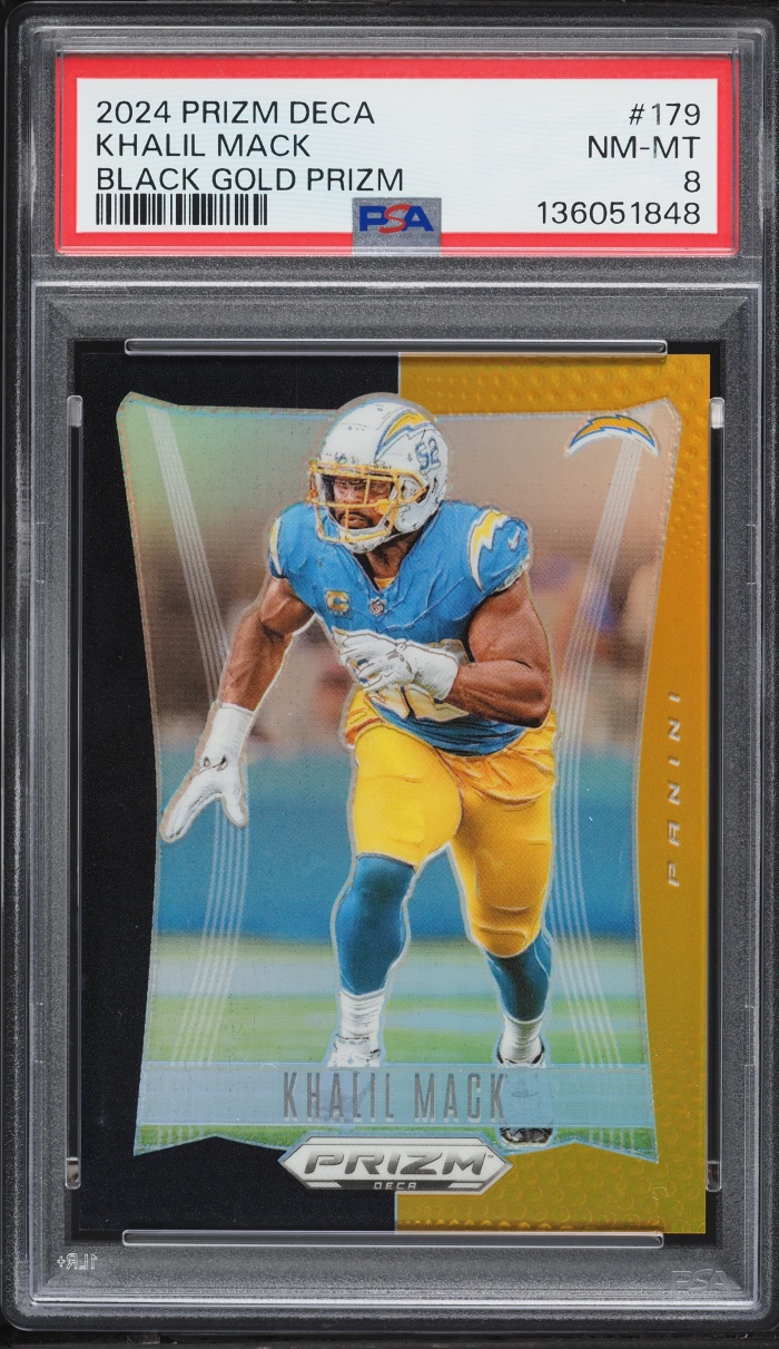 2024 Panini Prizm Deca Black Gold Prizm Khalil Mack 1/5 #179 PSA 8 NM-MT