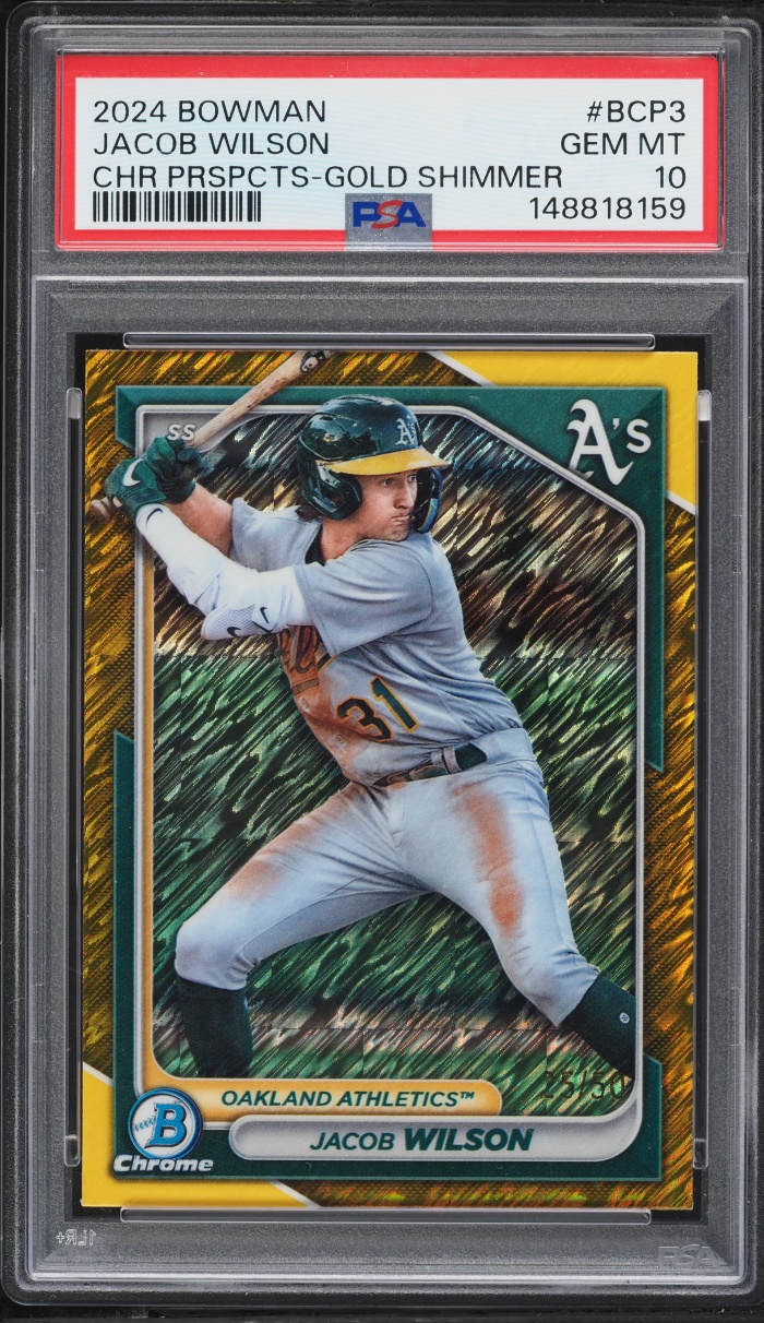 2024 Bowman Chrome Gold Shimmer Jacob Wilson /50 #BCP3 PSA 10 GEM MINT