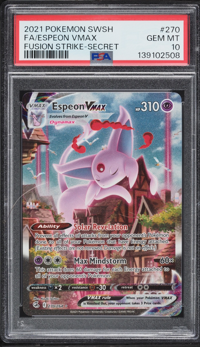2021 Pokemon Sword & Shield Fusion Strike Full Art Espeon VMAX #270 PSA 10 GEM MINT