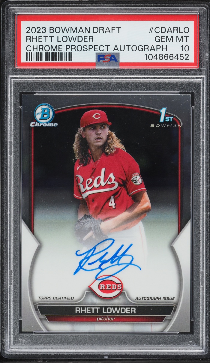 2023 Bowman Chrome Draft Rhett Lowder PROSPECT AUTO #CDA-RLO PSA 10 GEM MINT