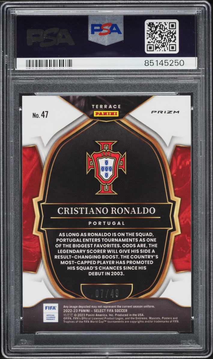 2022 Select Terrace FIFA Tie-Dye Cristiano Ronaldo /49 #47 PSA 10 GEM MINT