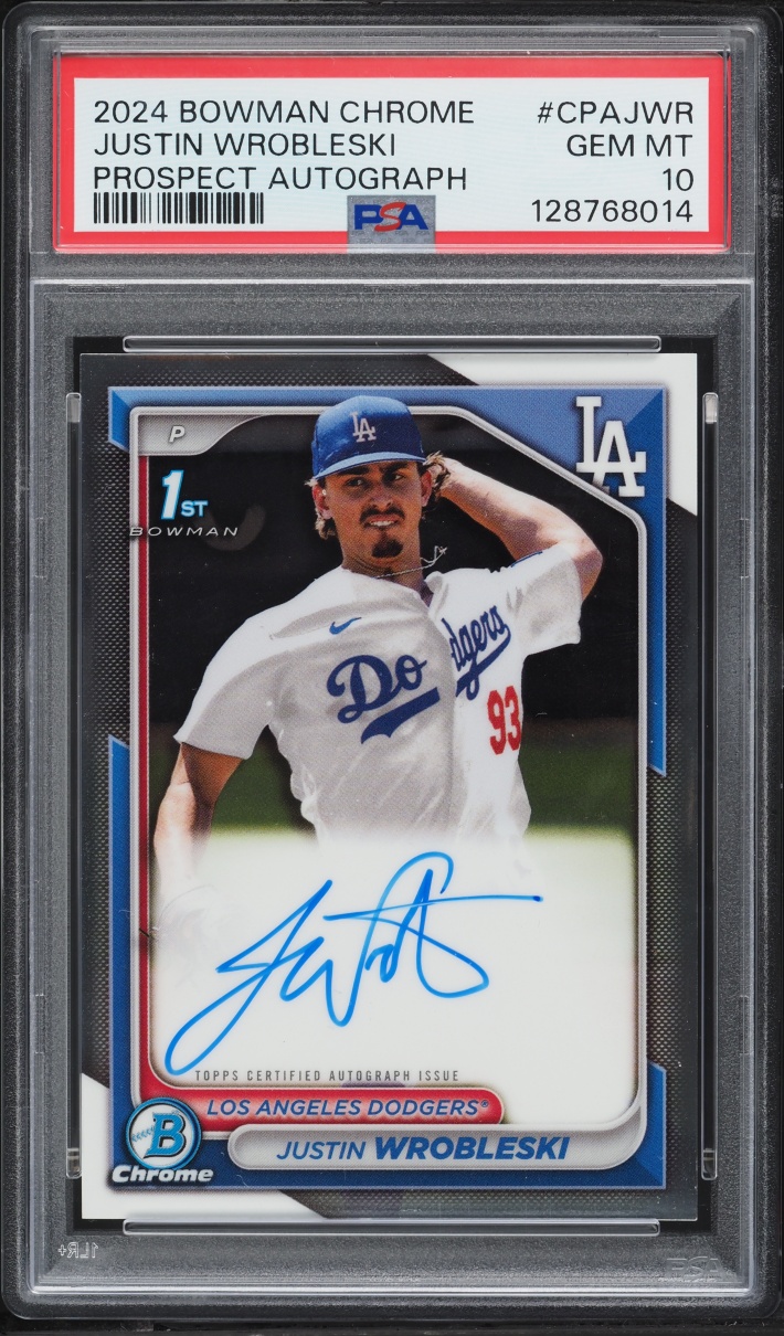 2024 Bowman Chrome Justin Wrobleski PROSPECT AUTO #CPA-JWR PSA 10 GEM MINT