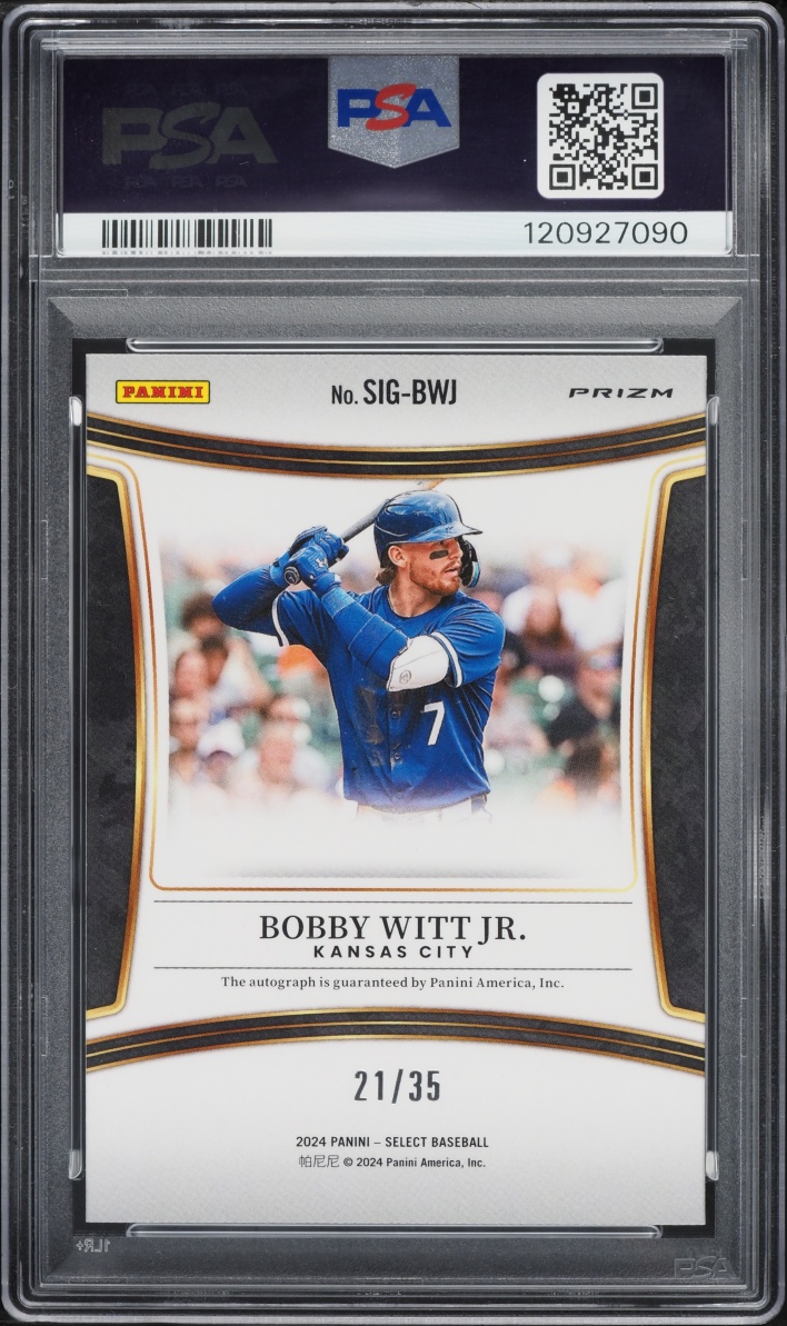 2024 Select Purple Prizm Bobby Witt Jr. AUTO #SIG-BWJ PSA 10 GEM MINT