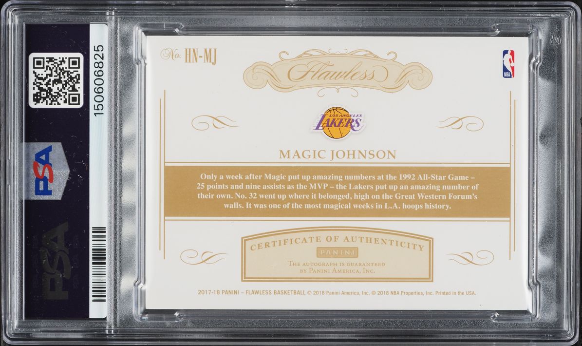 2017 Panini Flawless Honored Numbers Magic Johnson DNA 10 /25 #HN-MJ PSA AUTH