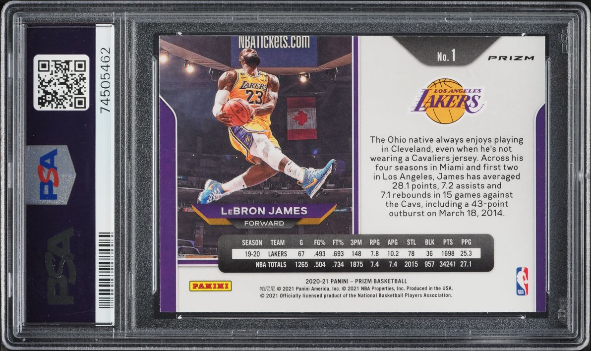 2020 Panini Prizm Red White & Blue LeBron James #1 PSA 10 GEM MINT