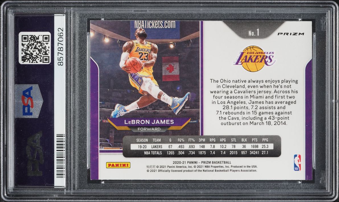 2020 Panini Prizm Orange Ice LeBron James #1 PSA 10 GEM MINT