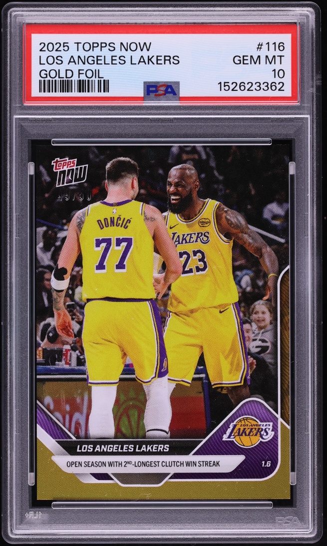 2025 Topps Now Gold Foil Los Angeles Lakers /50 #116 PSA 10 GEM MINT
